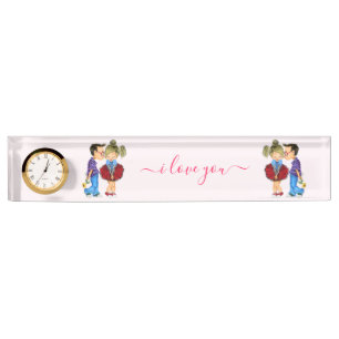 Cute Romantic Couple - Love - Valentine's Day Kiss Nameplate
