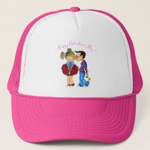 Cute Romantic Couple - Love - Valentine's Day Kiss Trucker Hat