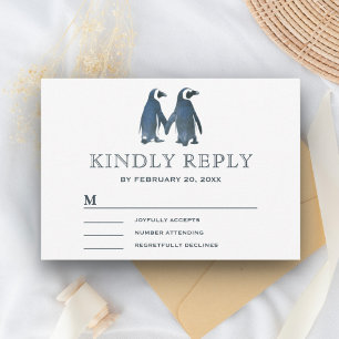 Cute Romantic Couple Penguin RSVP