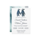 Cute Romantic Couple Penguin Wedding Invitation