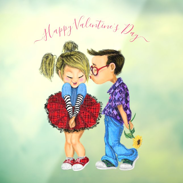 Cute Romantic Couple Valentine's Day Window Cling (Sheet 3)