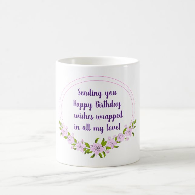 Cute Romantic flowers birthdayMinimalist  Coffee Mug (Center)