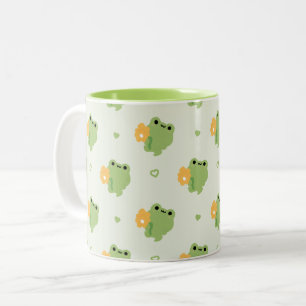 Cute Romantic Frog Two-Tone Coffee Mug