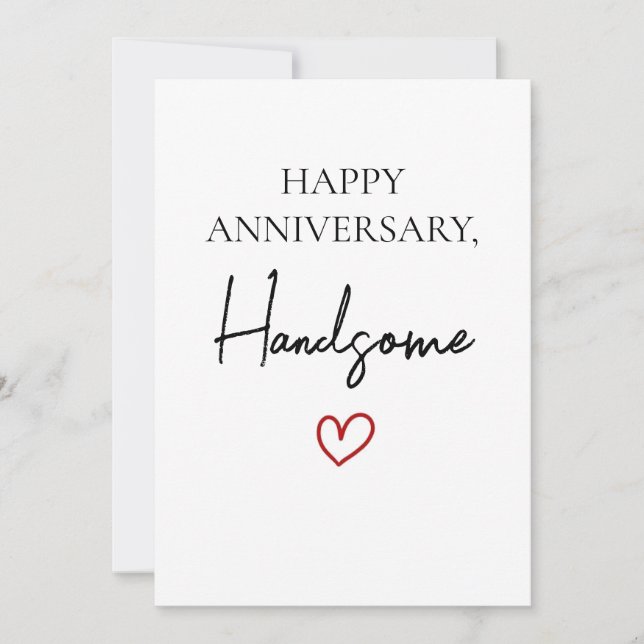 Cute Romantic Happy Anniversary Handsome Holiday Card (Front)