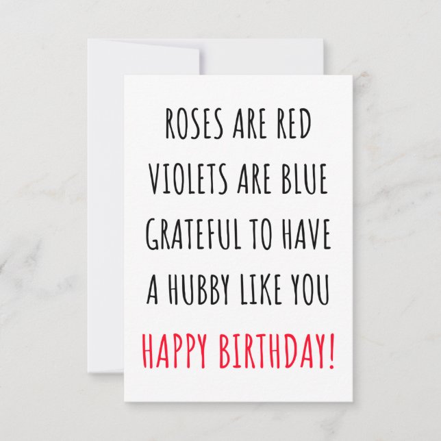 Cute romantic happy birthday card for him, husband (Front)