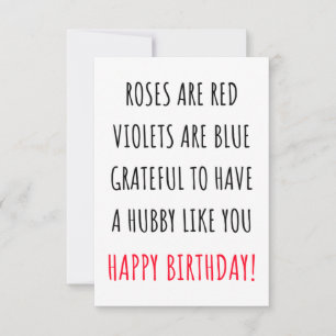 Cute romantic happy birthday card for him, husband