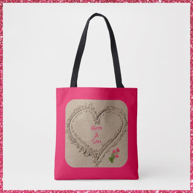 Cute Romantic Heart In The Sand Tote (Creator Uploaded)