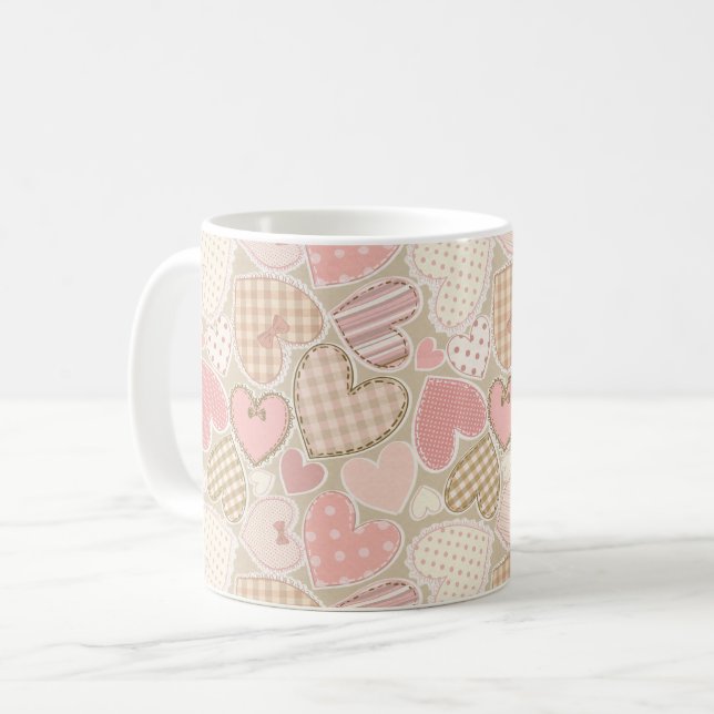 Cute Romantic Hearts Pattern Coffee Mug (Front Left)