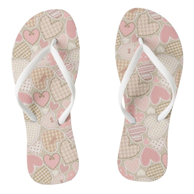 Cute Romantic Hearts Pattern Flip Flops (Footbed)