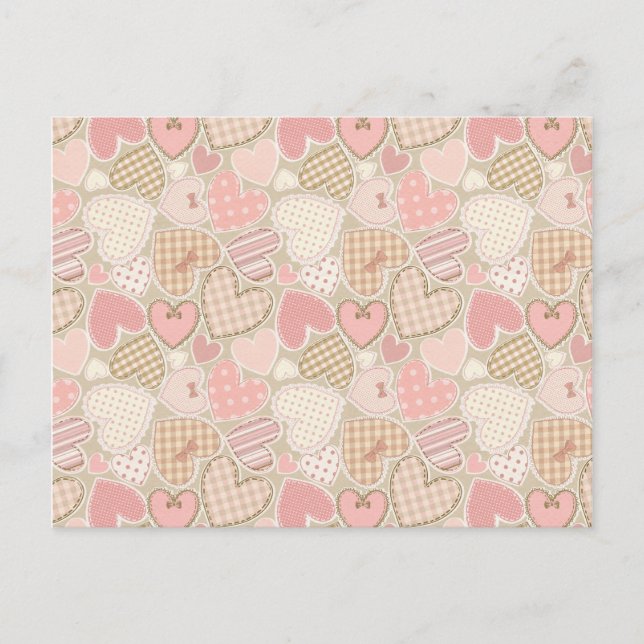 Cute Romantic Hearts Pattern Postcard (Front)
