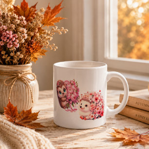 Cute Romantic Hedgehog Espresso Cup – Floral Coupl