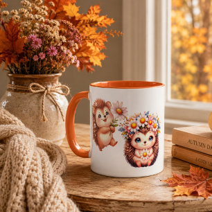 Cute Romantic Hedgehog Espresso Cup – Floral Coupl