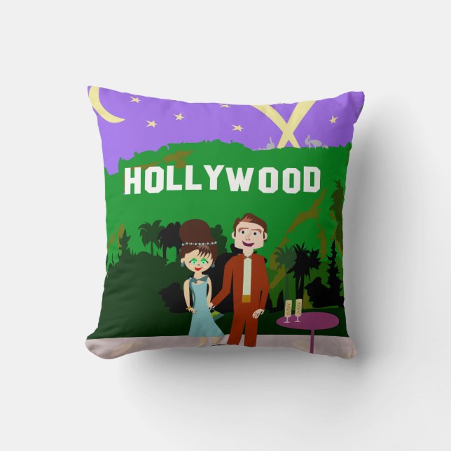 Cute Romantic Hollywood Retro Character Art Cushion (Front)