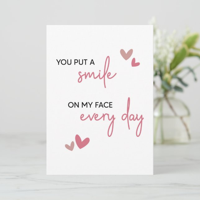 Cute Romantic Minimalistic Happy Anniversary Love  Holiday Card (Standing Front)