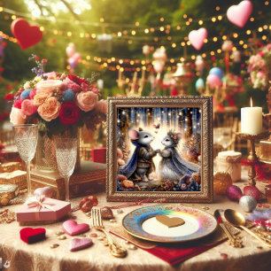 Cute Romantic Mouse Couple Love Poem Valentine Holiday Card