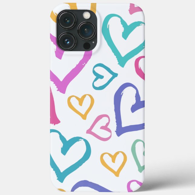 Cute Romantic Pastel Hearts Case-Mate iPhone Case (Back)