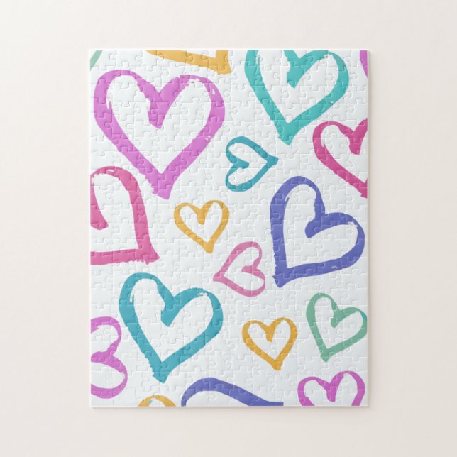Cute Romantic Pastel Hearts Jigsaw Puzzle (Vertical)