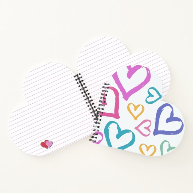 Cute Romantic Pastel Hearts Notebook (Inside)