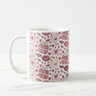 Cute Romantic Pink Hearts Kisses Coffee Mug