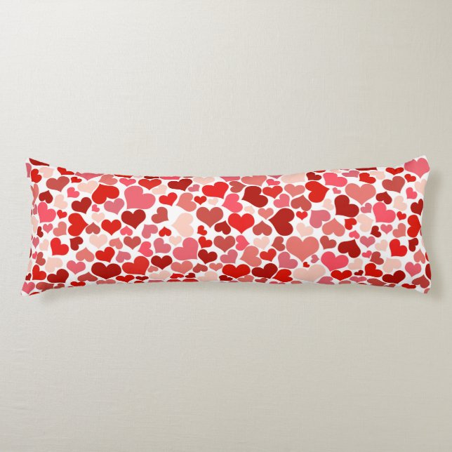 Cute Romantic Pink Red Hearts Bedding Body Cushion (Front)