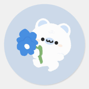Cute Romantic Polar Bear Classic Round Sticker