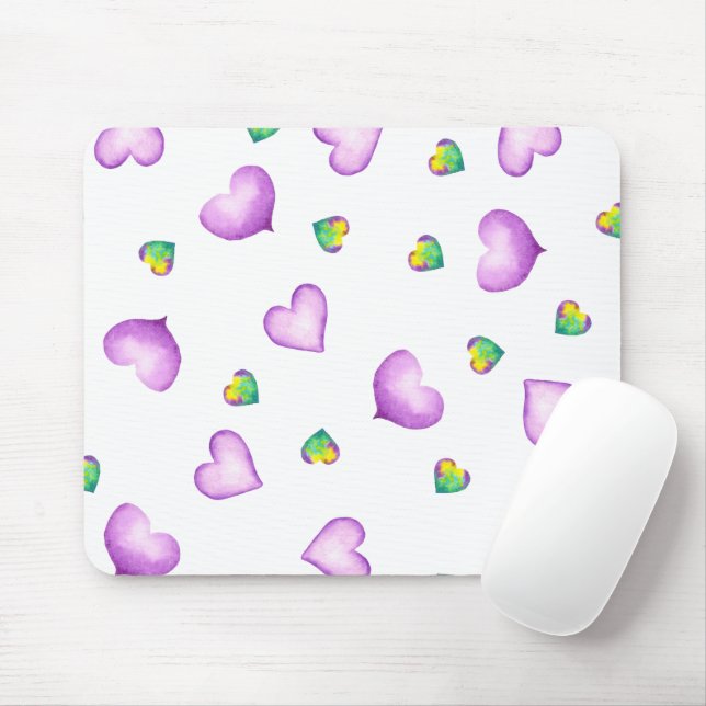 Cute Romantic  Purple Heart Valentine's Day   Mouse Mat (With Mouse)