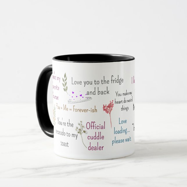 Cute Romantic Quotes Aesthetic Mug Art (Front Left)