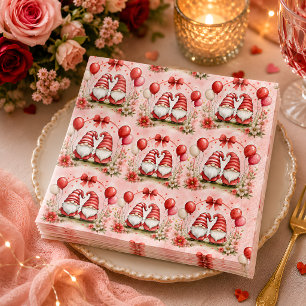 Cute Romantic Red Heart Balloon Floral Disposable Napkin