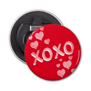 Cute Romantic Red Pink Hearts XOXO Bottle Opener