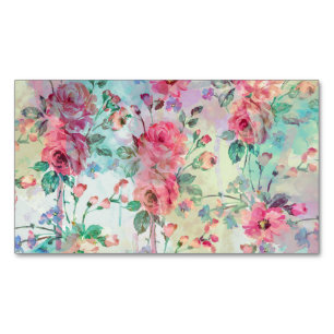 Cute romantic roses floral paint watercolors 	Magnetic business card