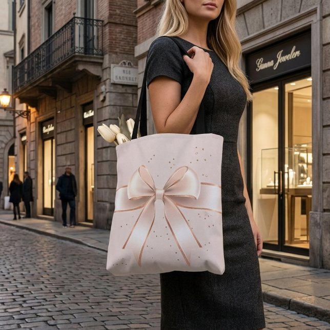 Cute romantic satin pink bow tote bag (Creator Uploaded)