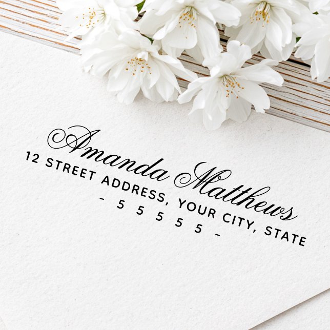 Cute romantic script return address self-inking stamp (Cute romantic script return address self-inking stamp)