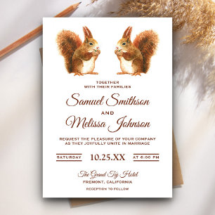 Cute Romantic Squirrels Wedding Invitation