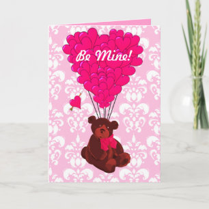 Cute romantic  teddy bear valentines day holiday card