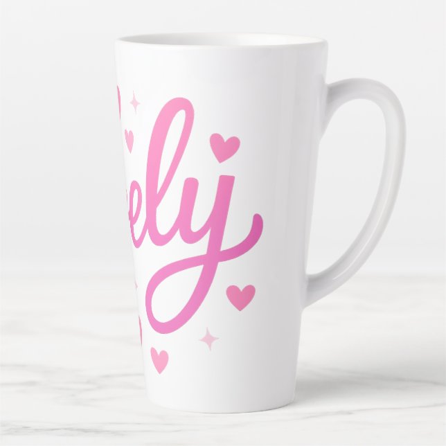 Cute Romantic Text Art Latte Mug (Right)