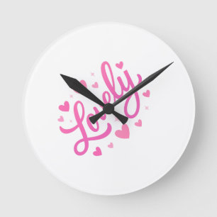 Cute Romantic Text Art Round Clock