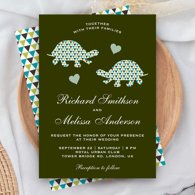 Cute Romantic Turtles Wedding Invitation (Creator Uploaded)