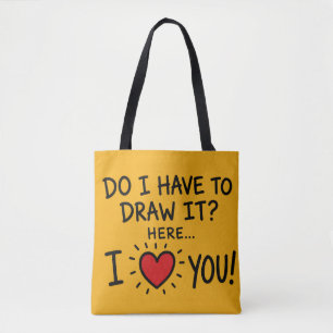Cute Romantic Typography Art Tote Bag
