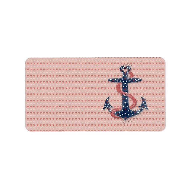 Cute romantic valentines hearts anchor label (Front)
