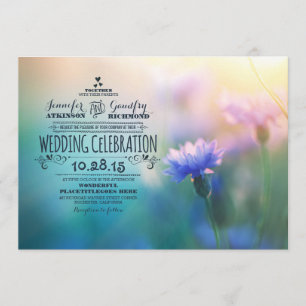 cute romantic wildflowers wedding invitations