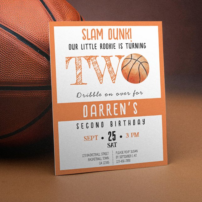 Cute Rookie Basketball Budget 2nd Birthday Invite (Creator Uploaded)