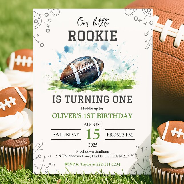 Cute Rookie Football 1st Birthday Invitation (Creator Uploaded)