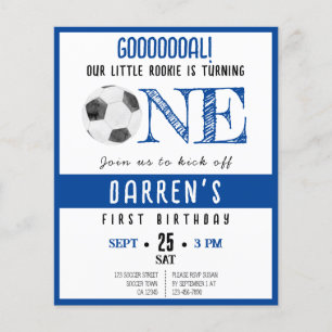 Cute Rookie Soccer Budget 1st Birthday Invitation