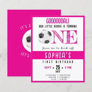 Cute Rookie Soccer Budget Pink 1st Birthday