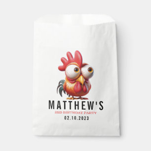 Cute Rooster Caricatures 3rd Birthday Party Favour Bags