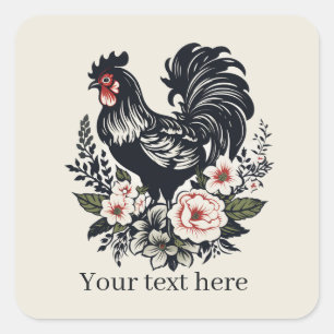 cute rooster lovers add message Square Sticker