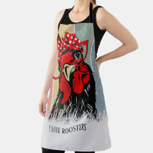 cute rooster lovers add text apron