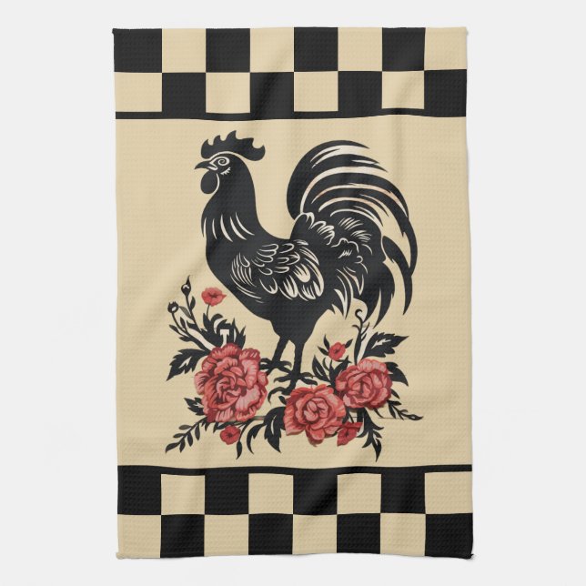 Cute rooster lovers Country kitchen  Tea Towel (Vertical)