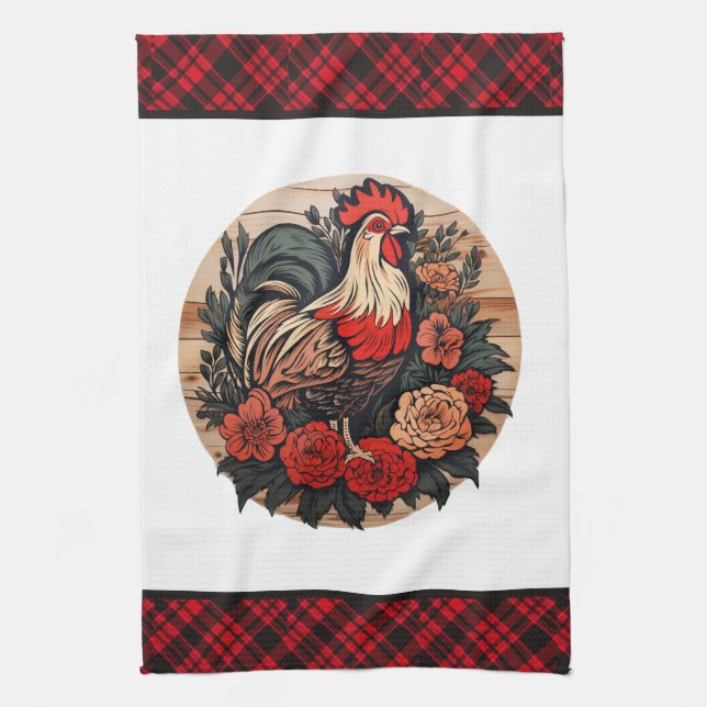 Cute rooster lovers Country kitchen  Tea Towel (Vertical)