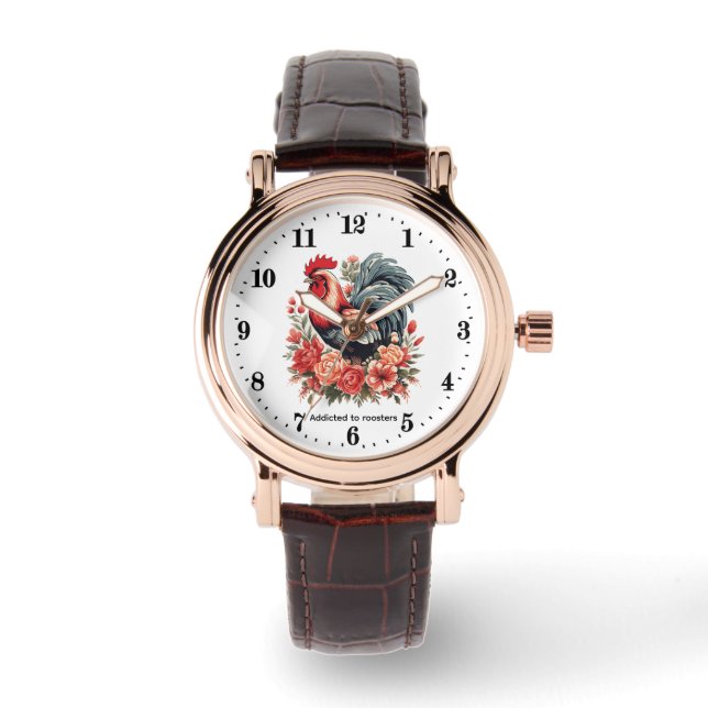 Cute rooster lovers customizable watch (Front)